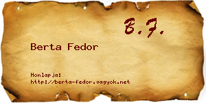 Berta Fedor névjegykártya